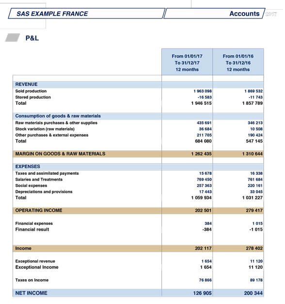 Example comptes annuels en anglais